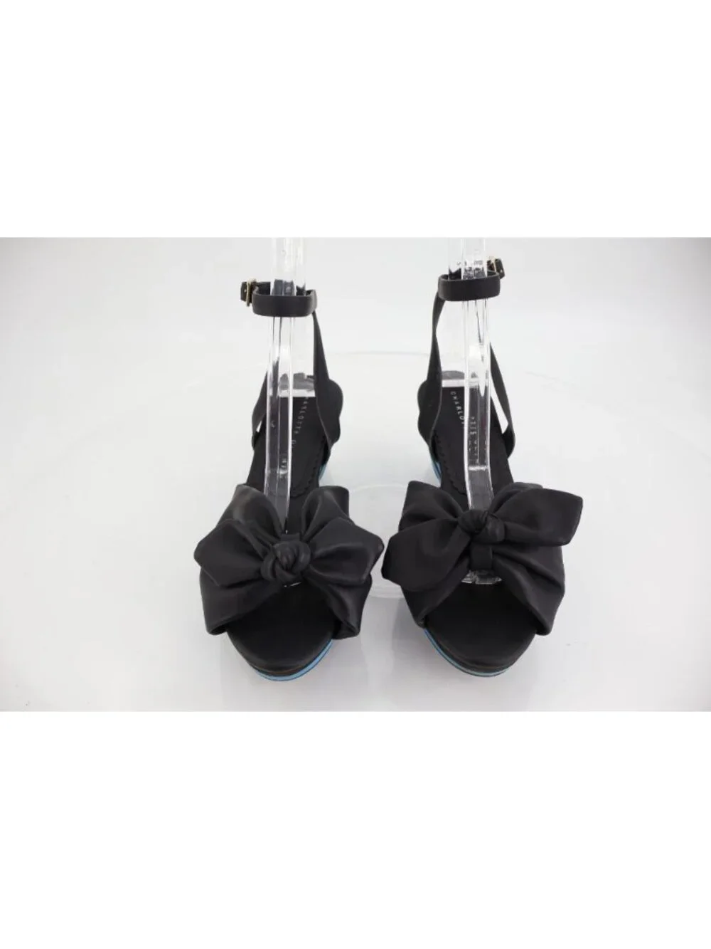 Charlotte Olympia Alexa Wedge Women's 5.5 Black Bow Rubber Sole Sandals